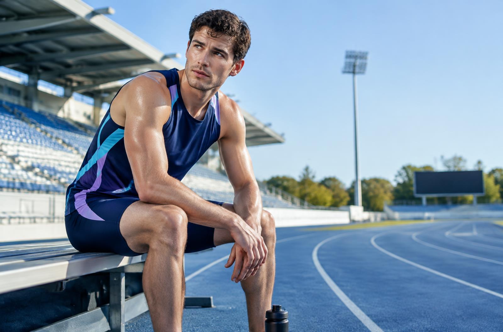 Profisportler im Stadion nach dem Training